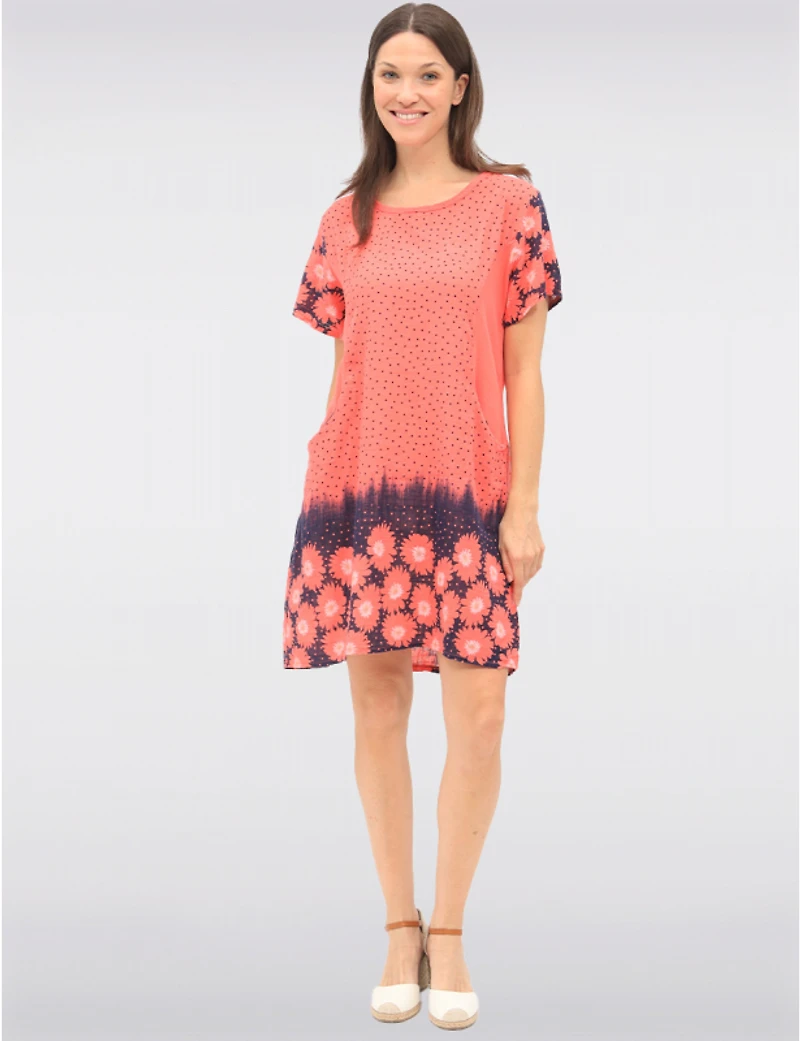 Manteaux Manteaux | La maison du manteau au Québec Robe Manches Courtes À Pois Et Floral Avec Tricot À La Taille par Froccella