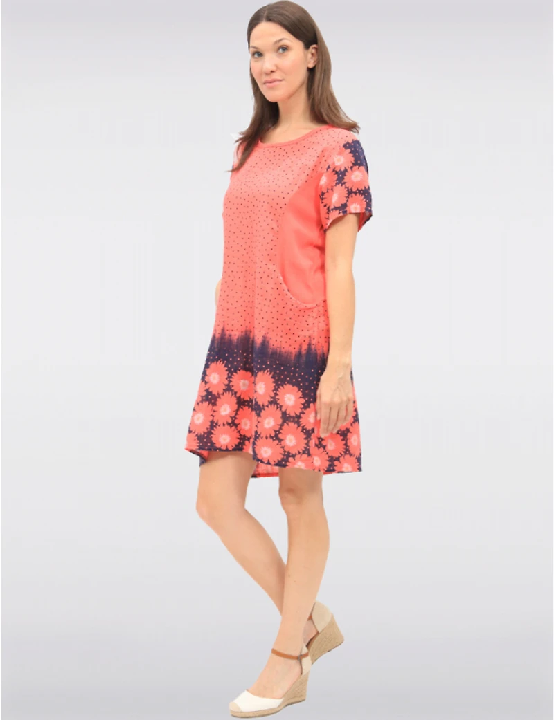 Manteaux Manteaux | La maison du manteau au Québec Robe Manches Courtes À Pois Et Floral Avec Tricot À La Taille par Froccella