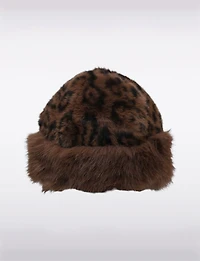 Chapeau Bob Léger et Pliable en Fausse Fourrure avec Imprimé Léopard Tendance