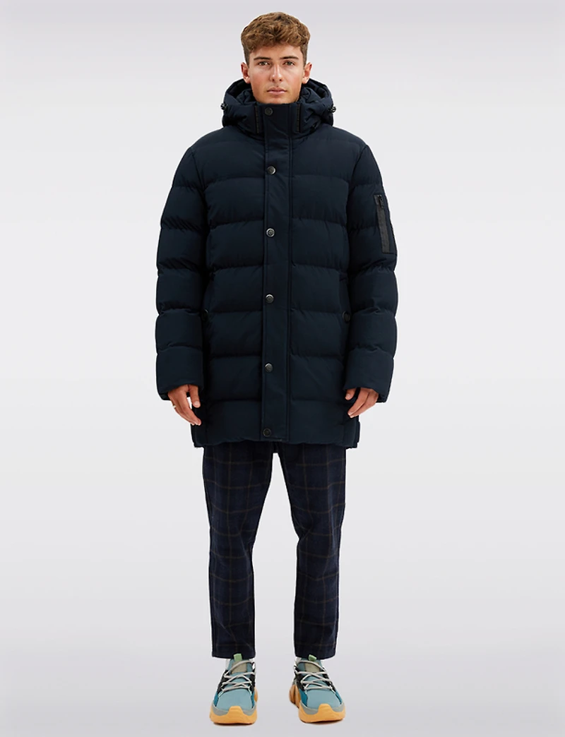 Végan Doudoune Longue Eco-Duvet Avec Capuche Rembourrée Amovible par Point Zero