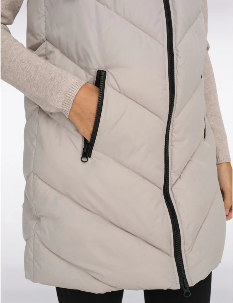 Manteaux | La maison du manteau au Québec Gilet Long Chic Matelassé Sans Manches avec Capuche et Poches Latérales par JDY