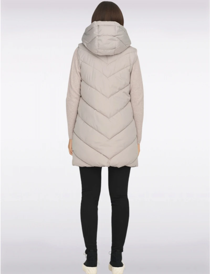 Manteaux | La maison du manteau au Québec Gilet Long Chic Matelassé Sans Manches avec Capuche et Poches Latérales par JDY