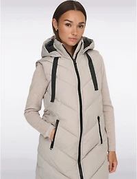 Manteaux | La maison du manteau au Québec Gilet Long Chic Matelassé Sans Manches avec Capuche et Poches Latérales par JDY