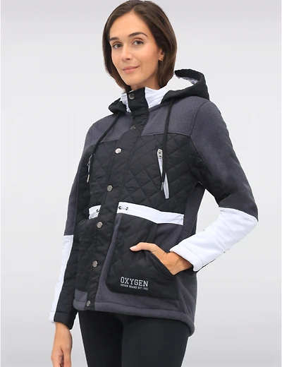 Manteaux Manteaux | La maison du manteau au Québec Veste vegan matelassée tricotée avec capuche et doublure en polaire par Oxygen