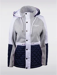 Manteaux | La maison du manteau au Québec Veste vegan à blocs de couleurs en tricot matelassée doublée polaire par Oxygen