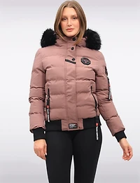 Végan Blouson Bomber avec capuche amovible en fausse fourrure par Oxygen