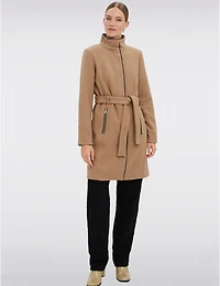 Manteaux | La maison du Manteau au Québec en Laine Mélangée Zippé avec Ceinture & Bordure Noire par Vero Moda
