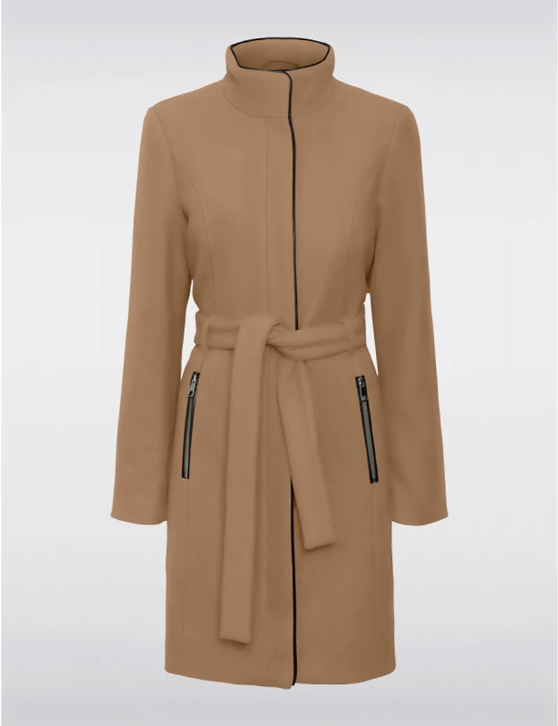 Manteaux | La maison du Manteau au Québec en Laine Mélangée Zippé avec Ceinture & Bordure Noire par Vero Moda