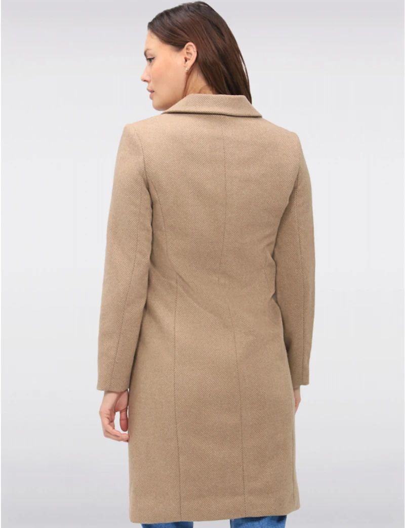Manteaux | La maison du Manteau au Québec Droit en Laine Mélangée À Chevrons Et Simple Boutonnage Par Vero Moda