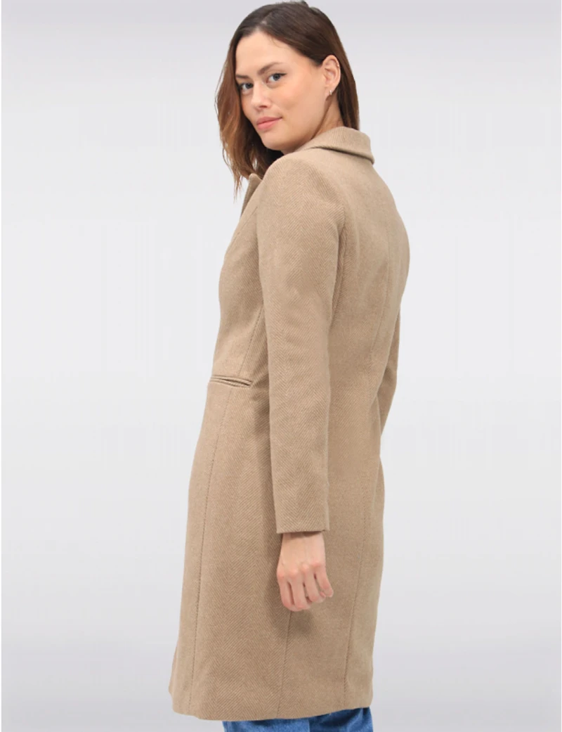 Manteaux | La maison du Manteau au Québec Droit en Laine Mélangée À Chevrons Et Simple Boutonnage Par Vero Moda