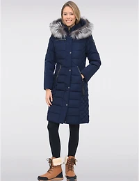 Daphne Doudoune Mi-longue Droite Capuche Bordée De Fourrure Véritable Par Sokos