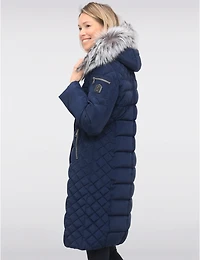 Daphne Doudoune Mi-longue Droite Capuche Bordée De Fourrure Véritable Par Sokos