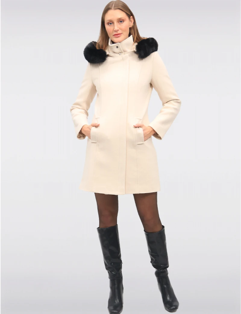 Manteau Élégant Laine Mélangée par Saki