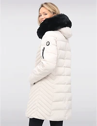 Manteau Doudoune Eco-Duvet Cire Avec Capuchon & Fourrure Vegan Amovible par Saki