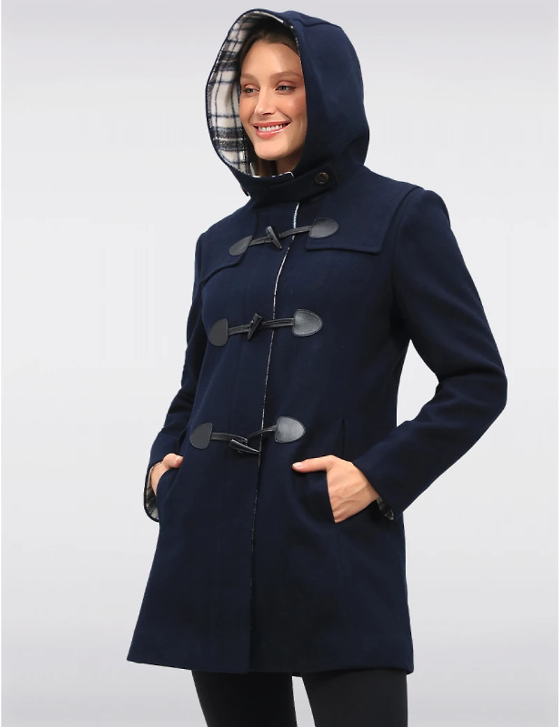 Offres Black Friday : Duffle Laine Saki à Capuche Carreaux