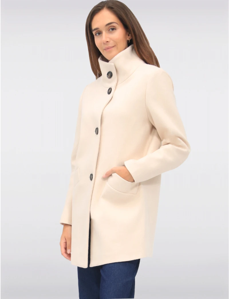 Manteaux | La maison du Manteau au Québec Zoe Coupe Droite en Laine Mélangée Col Haut & Boutonnage Simple Par Saki