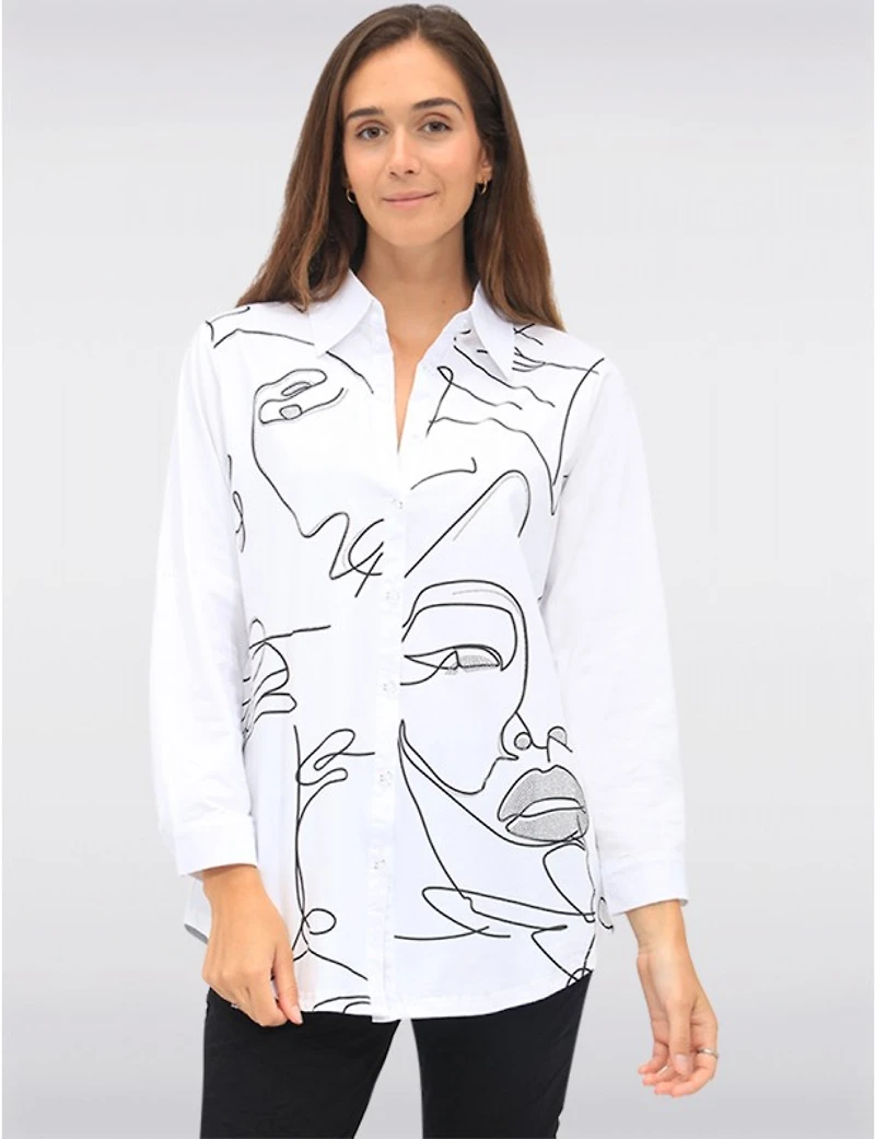 Chemise Élégante Imprimé Visage Goa