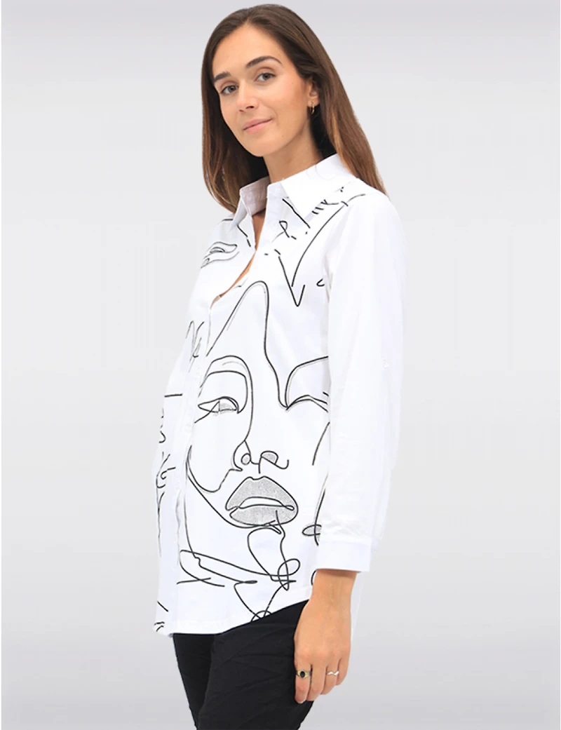 Chemise Élégante Imprimé Visage Goa