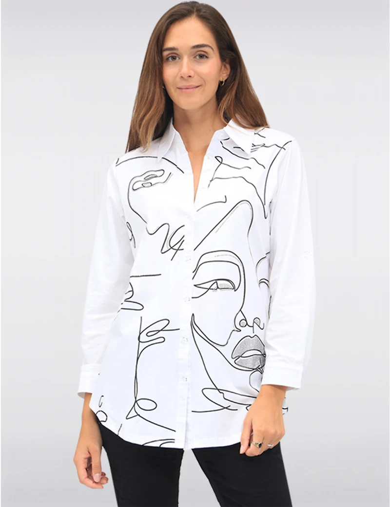 Chemise Élégante Imprimé Visage Goa