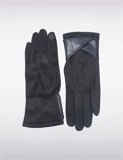 Gants Faux Suede Doublés avec Details Simili-cuir & Compatibilité Écran Tactile