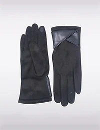 Gants Faux Suede Doublés avec Details Simili-cuir & Compatibilité Écran Tactile
