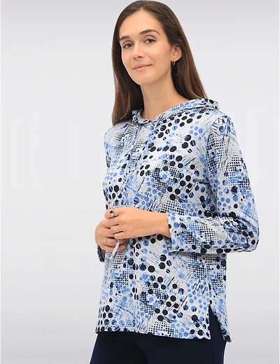 Pull Capuche Bleu Chic Par Perle