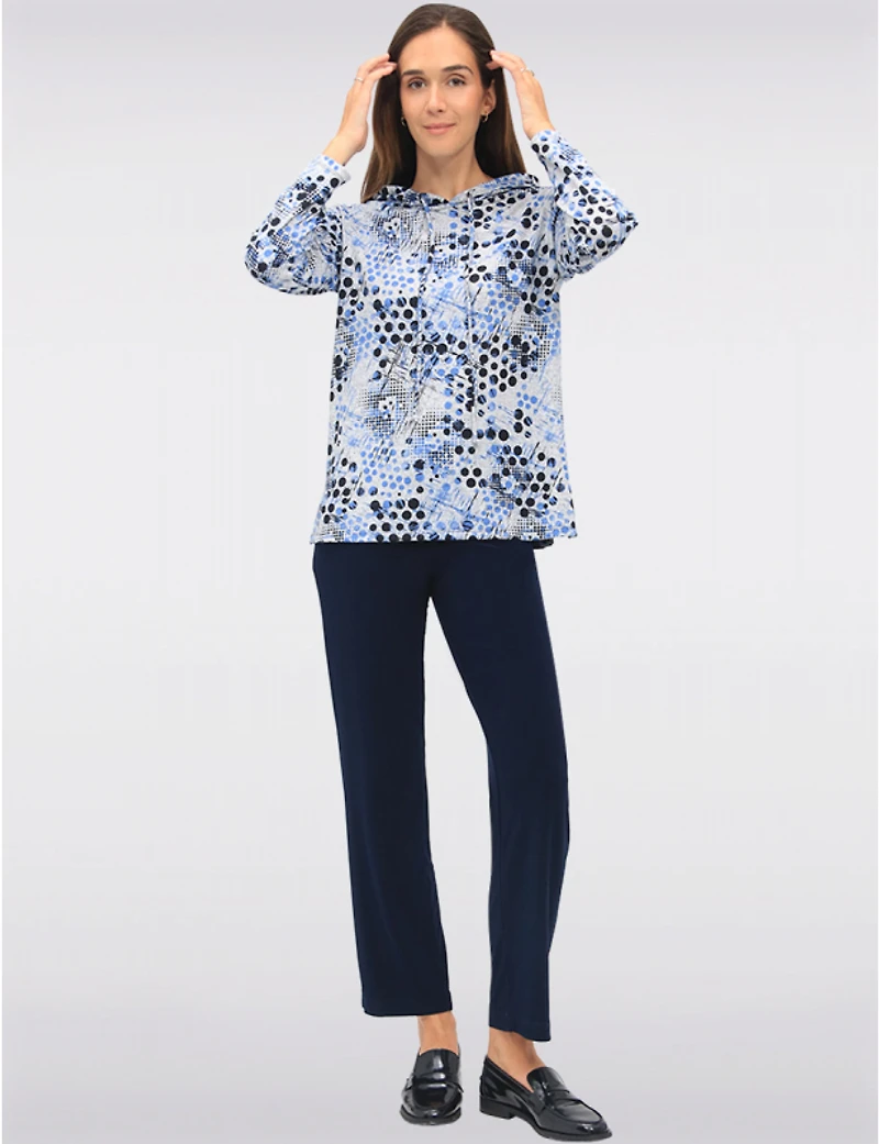 Pull Capuche Bleu Chic Par Perle