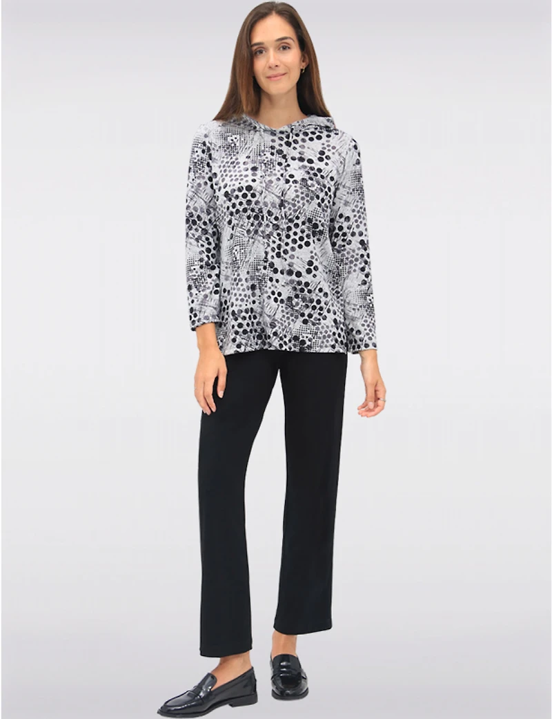 Pull Capuche Tricot Chic Perle