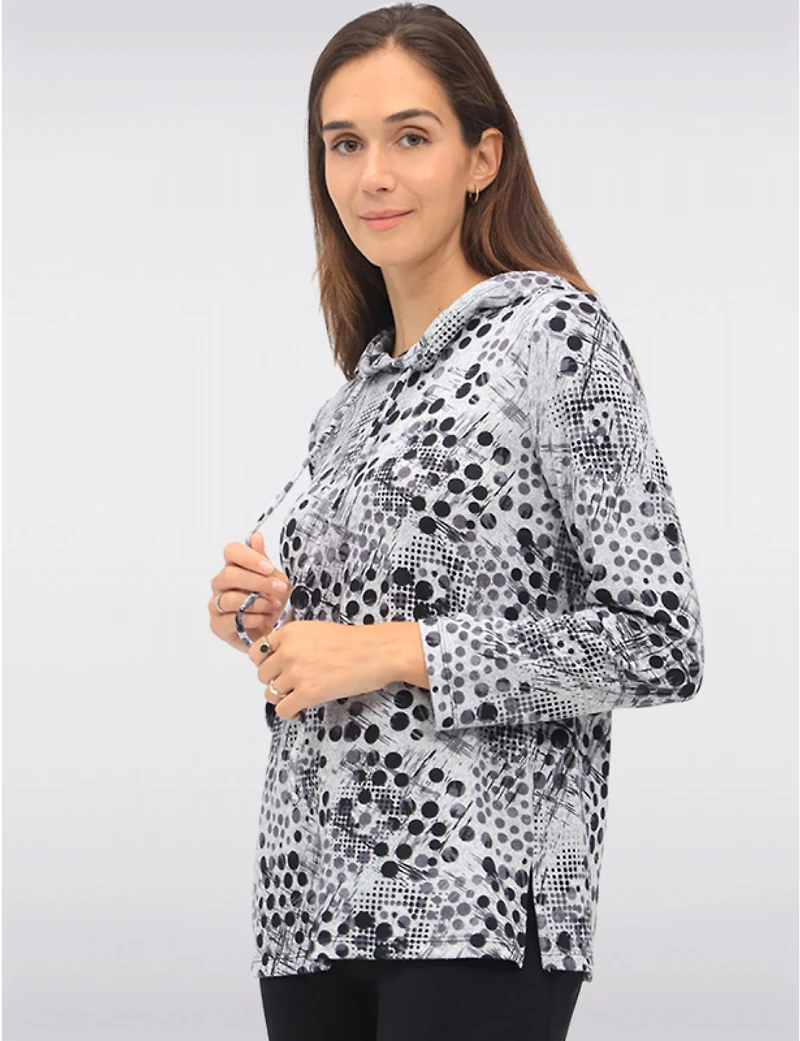 Pull Capuche Tricot Chic Perle