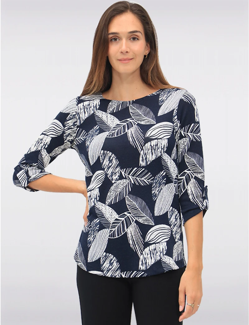 Haut Tricot Imprimé Texturé par Perle