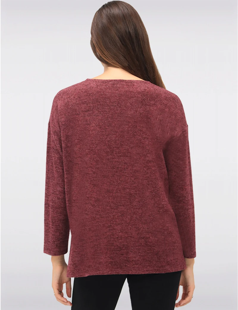 Pull Doux Maille Brossée par Perle