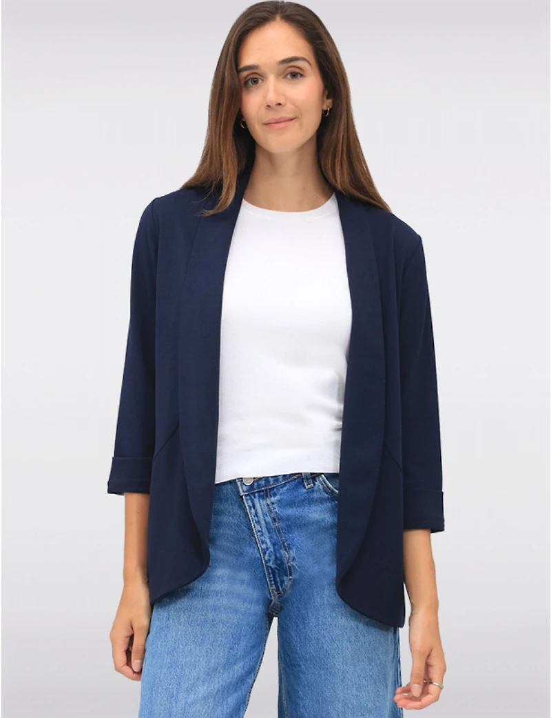 Blazer Manches 3/4 Stretch Perle