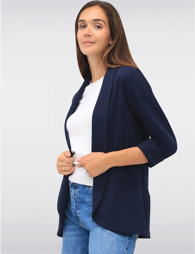 Blazer Manches 3/4 Stretch Perle