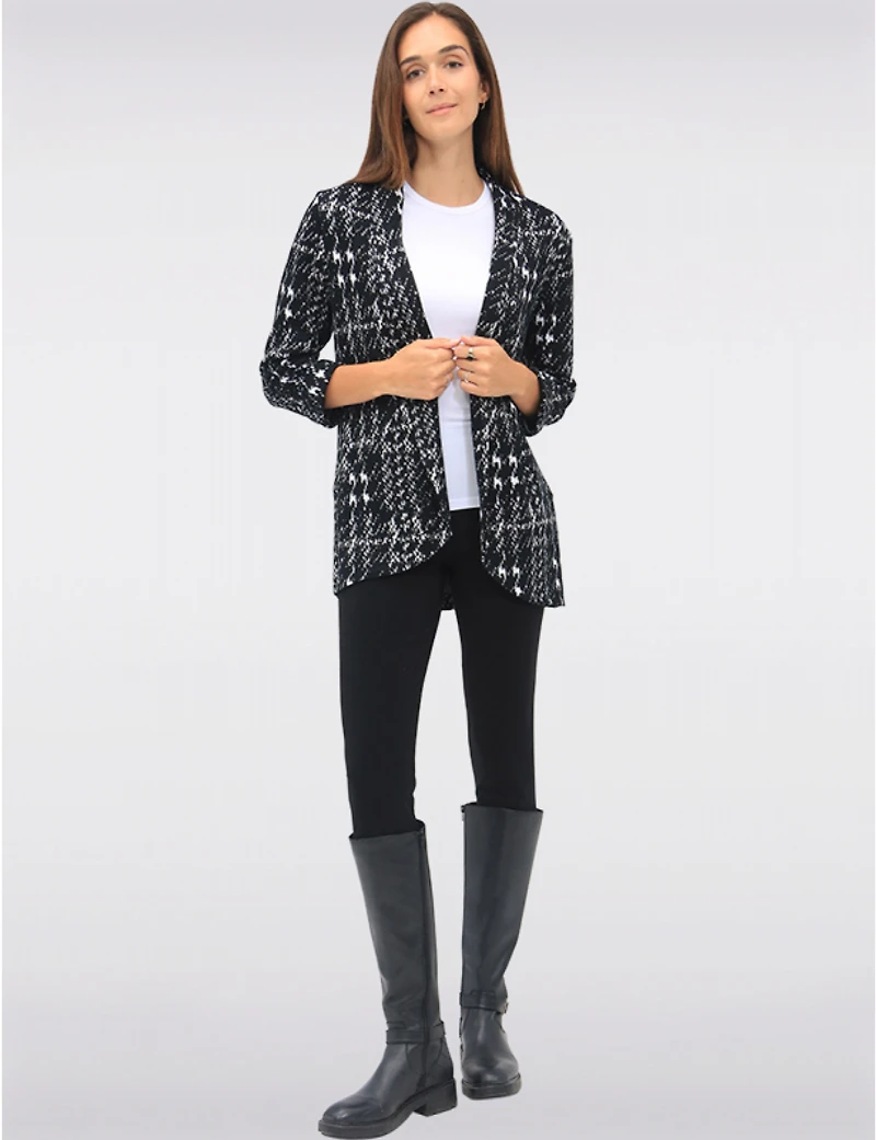 Manteaux | La maison du manteau au Québec Blazer en Jacquard Texturé à Manches 3/4 Retroussées et Ourlet Arrondi par Perle