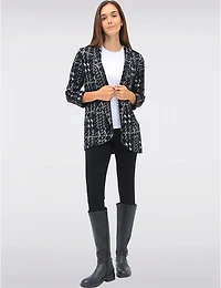Manteaux | La maison du manteau au Québec Blazer en Jacquard Texturé à Manches 3/4 Retroussées et Ourlet Arrondi par Perle