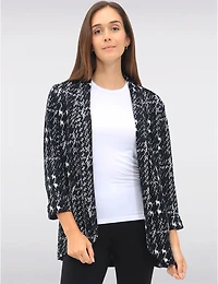 Manteaux | La maison du manteau au Québec Blazer en Jacquard Texturé à Manches 3/4 Retroussées et Ourlet Arrondi par Perle