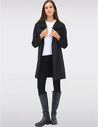 Manteaux | La maison du manteau au Québec Cardigan Noir Long à Devant Drapé avec Jacquard Floral et Col Cascade par Perle