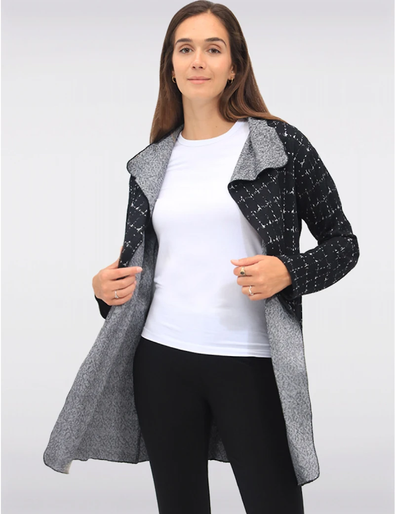 Manteaux | La maison du manteau au Québec Cardigan Fluide à Devant Drapé en Jacquard Texturé et Manches Longues par Perle