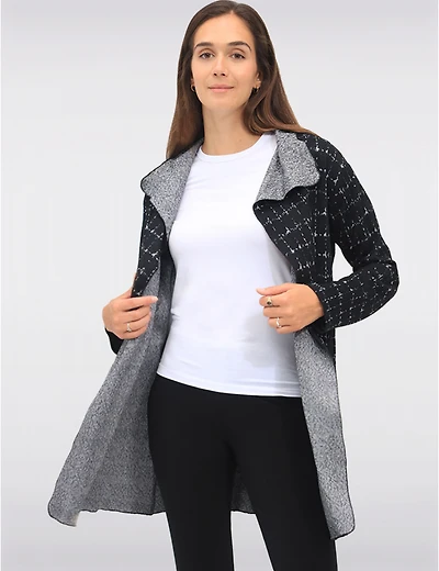 Manteaux | La maison du manteau au Québec Cardigan Fluide à Devant Drapé en Jacquard Texturé et Manches Longues par Perle