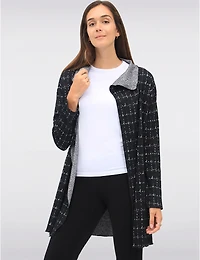Manteaux | La maison du manteau au Québec Cardigan Fluide à Devant Drapé en Jacquard Texturé et Manches Longues par Perle