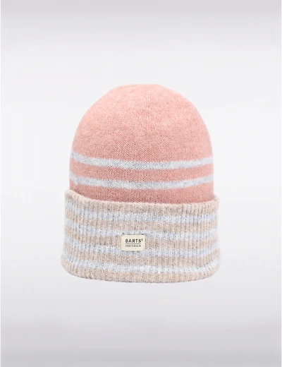 Tuque d’Hiver Rayée Bicolore en Tricot Double Couche avec Revers Haut
