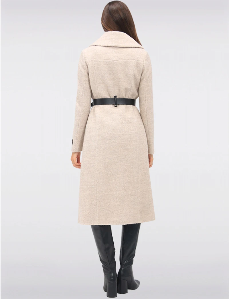 Manteaux | La maison du Manteau au Québec Jenny Droit Long en Bouclé Sergé Avec Ceinture Cuir Vegan Par Sicily