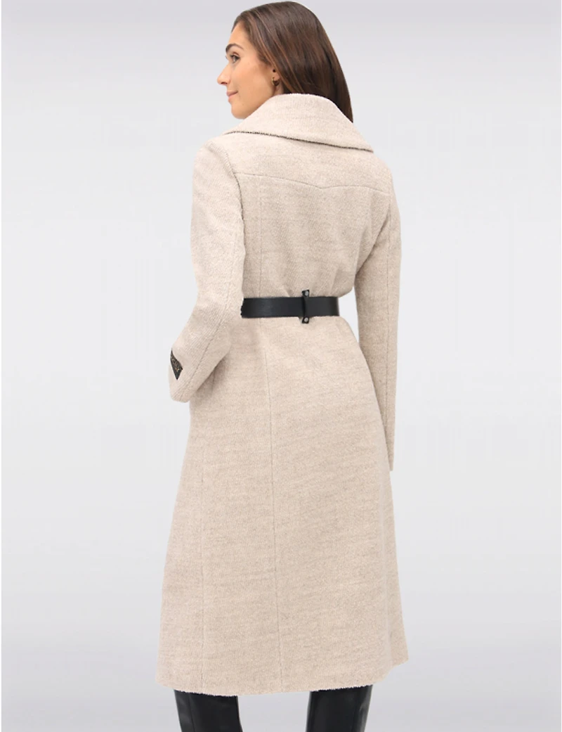 Manteaux | La maison du Manteau au Québec Jenny Droit Long en Bouclé Sergé Avec Ceinture Cuir Vegan Par Sicily