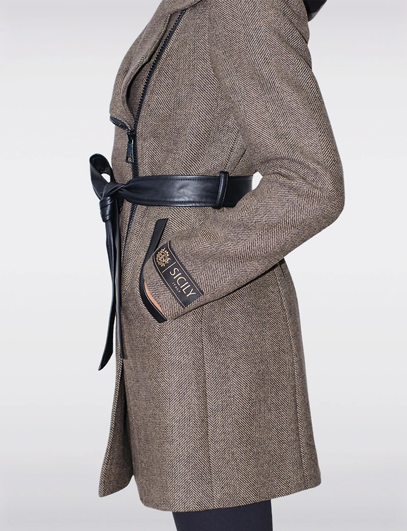 Manteau Herringbone Laine par Sicily