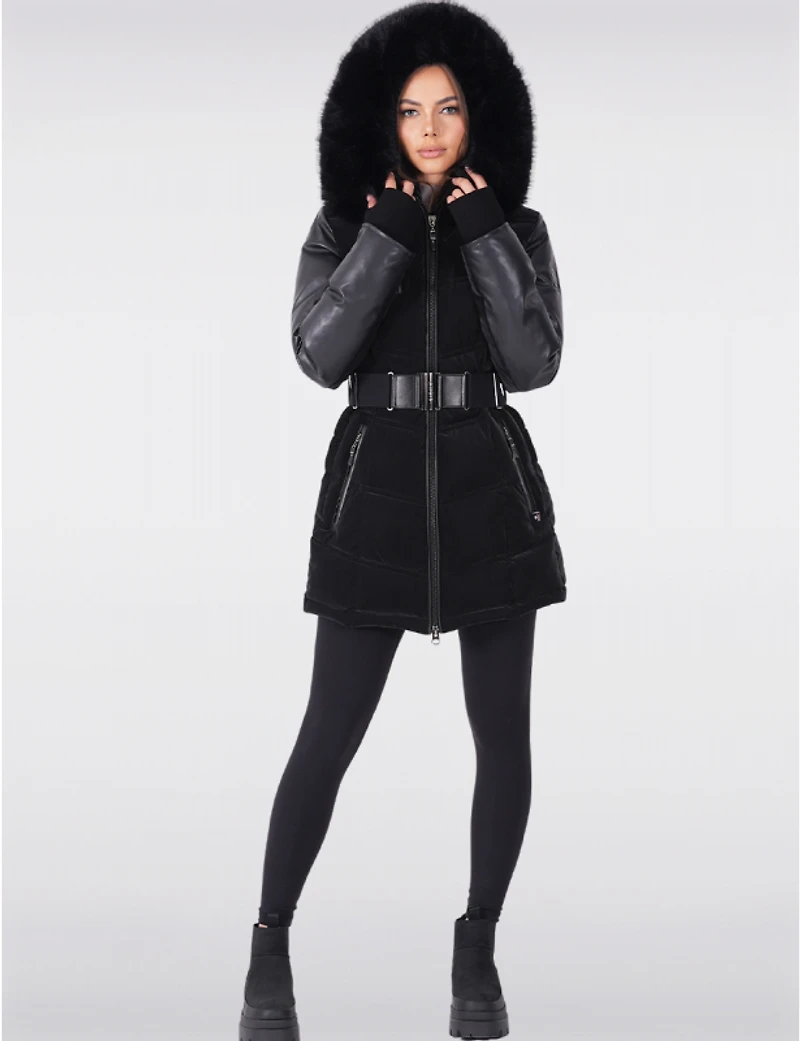 Manteaux | La maison du Manteau au Québec Doudoune à Capuche en Fausse Fourrure de Luxe Végane par Sicily