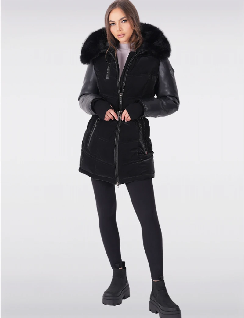 Manteaux | La maison du Manteau au Québec Doudoune à Capuche en Fausse Fourrure de Luxe Végane par Sicily