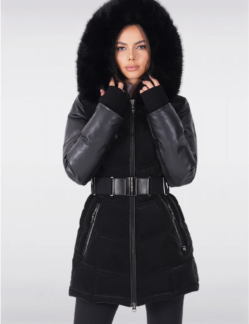 Manteaux | La maison du Manteau au Québec Doudoune à Capuche en Fausse Fourrure de Luxe Végane par Sicily