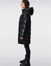 Manteau Elegant Matelassé Cintré en Duvet avec Capuche Attache?e par Sicily