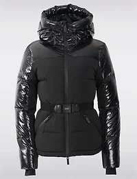 Veste Matelassée Mate & Cire Chic Court avec Ceinture par Sicily