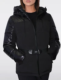 Veste Matelassée Mate & Cire Chic Court avec Ceinture par Sicily